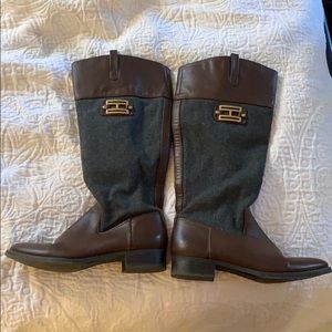 Tommy Hilfiger talk brown/gray riding boots. 7.5